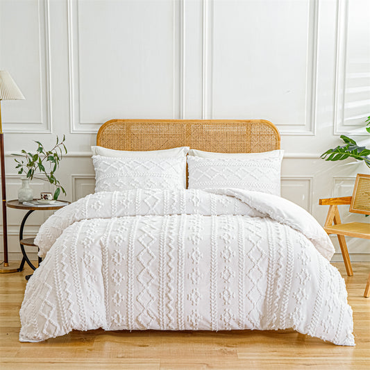 European And American Supplies Cut Flower Tufted Plain Quilt Set