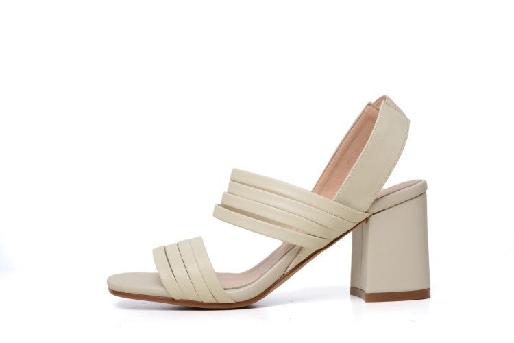 Simple Thick Heel Women Sandals With One Word