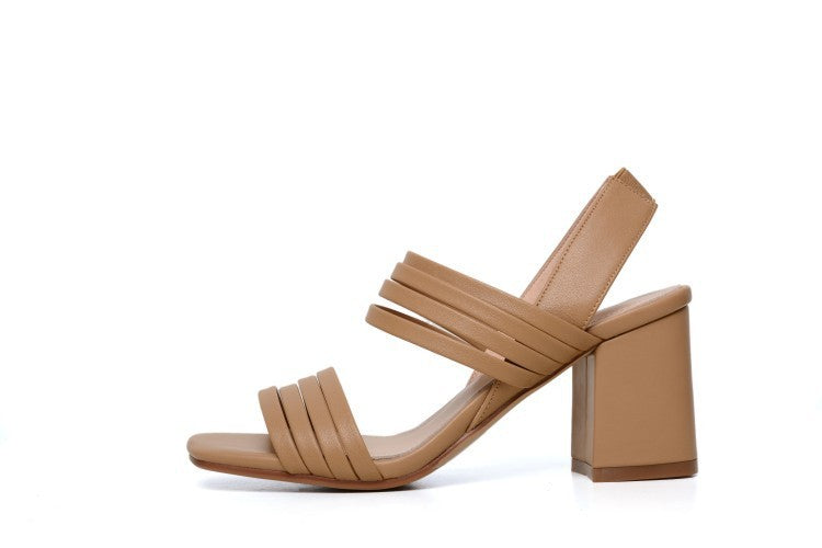 Simple Thick Heel Women Sandals With One Word