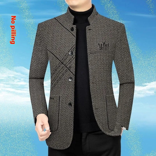 Men's Coat Middle-aged Business Leisure Stand Collar Dad Jacket