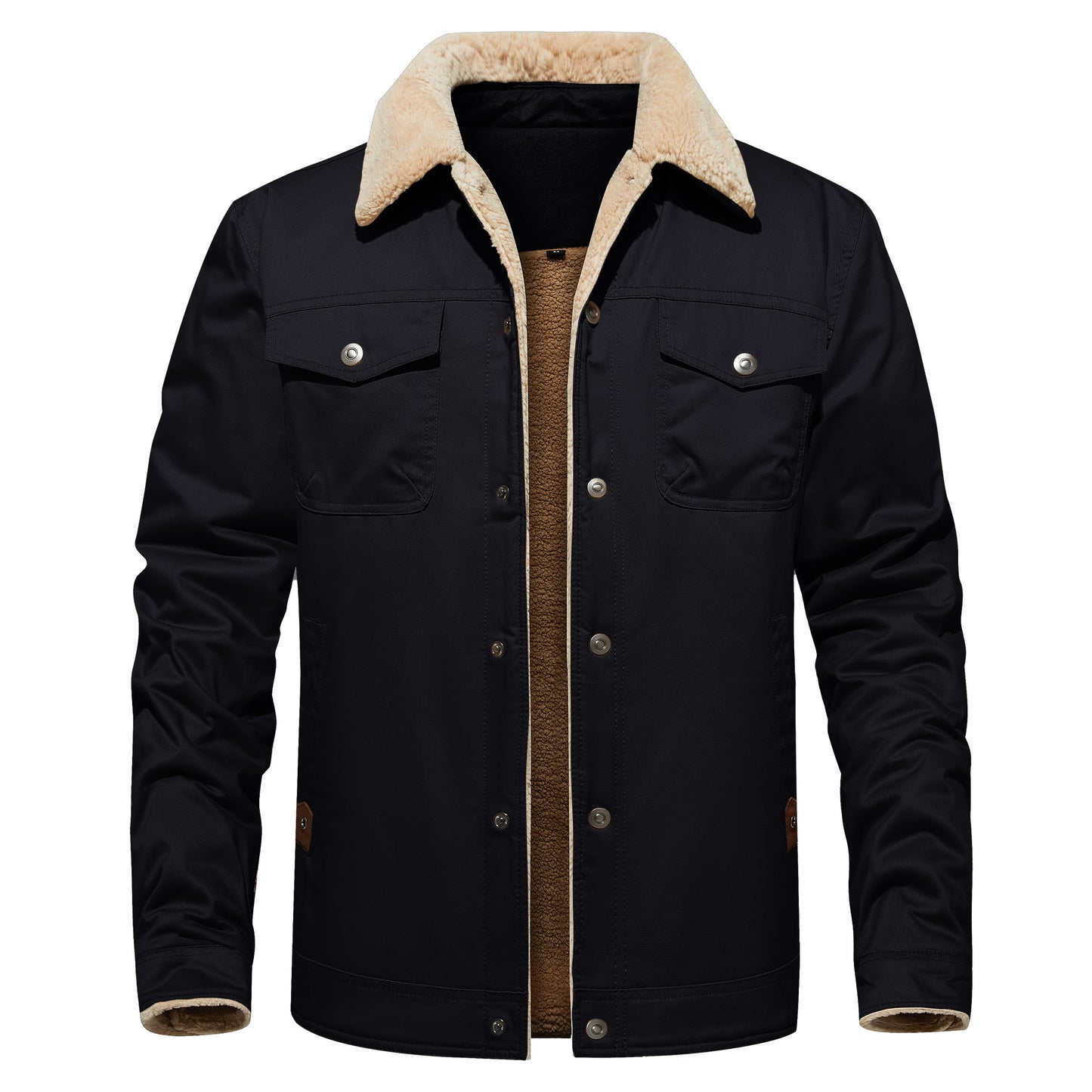 Men's Winter Jacket Lined Sherpa Jacket Warm Trucker Coat Multi Pocket