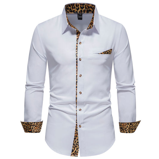 Men's Shirt Color Matching Long Sleeve Clothing