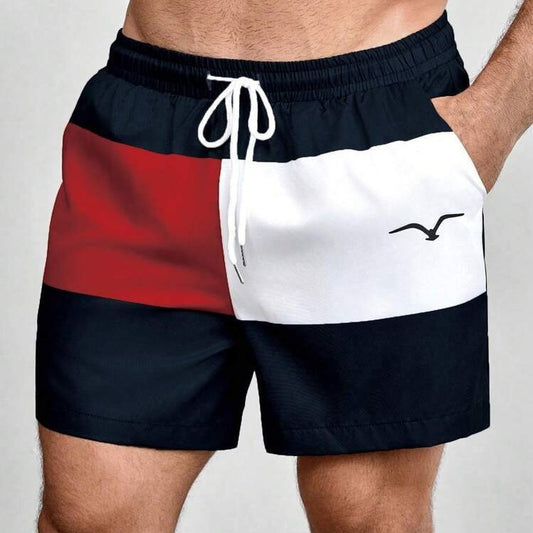 Printed Drawstring Waist Diagonal Pocket Casual Pants