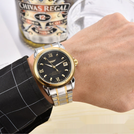 Spiral Double Snap-fastener Stainless Steel Simple Automatic Mechanical Watch