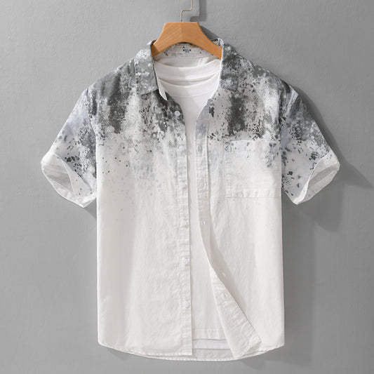 Menswear Hanging Dyed Short-sleeved Shirt Pure Cotton