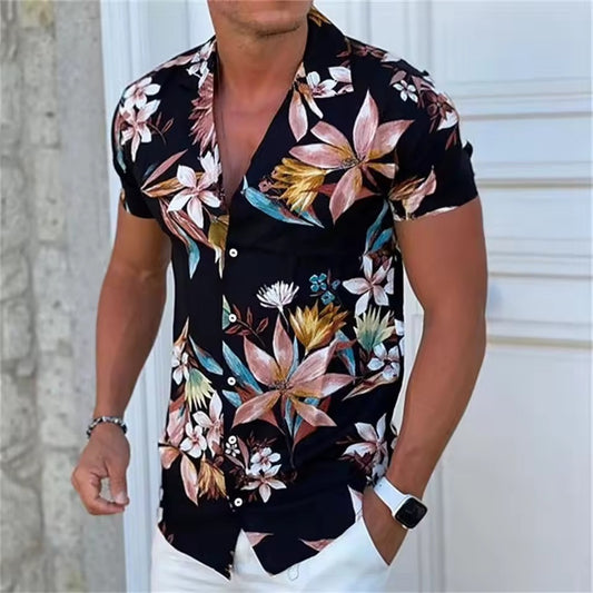 Men's Shirt Printed Beach Short Sleeve Top