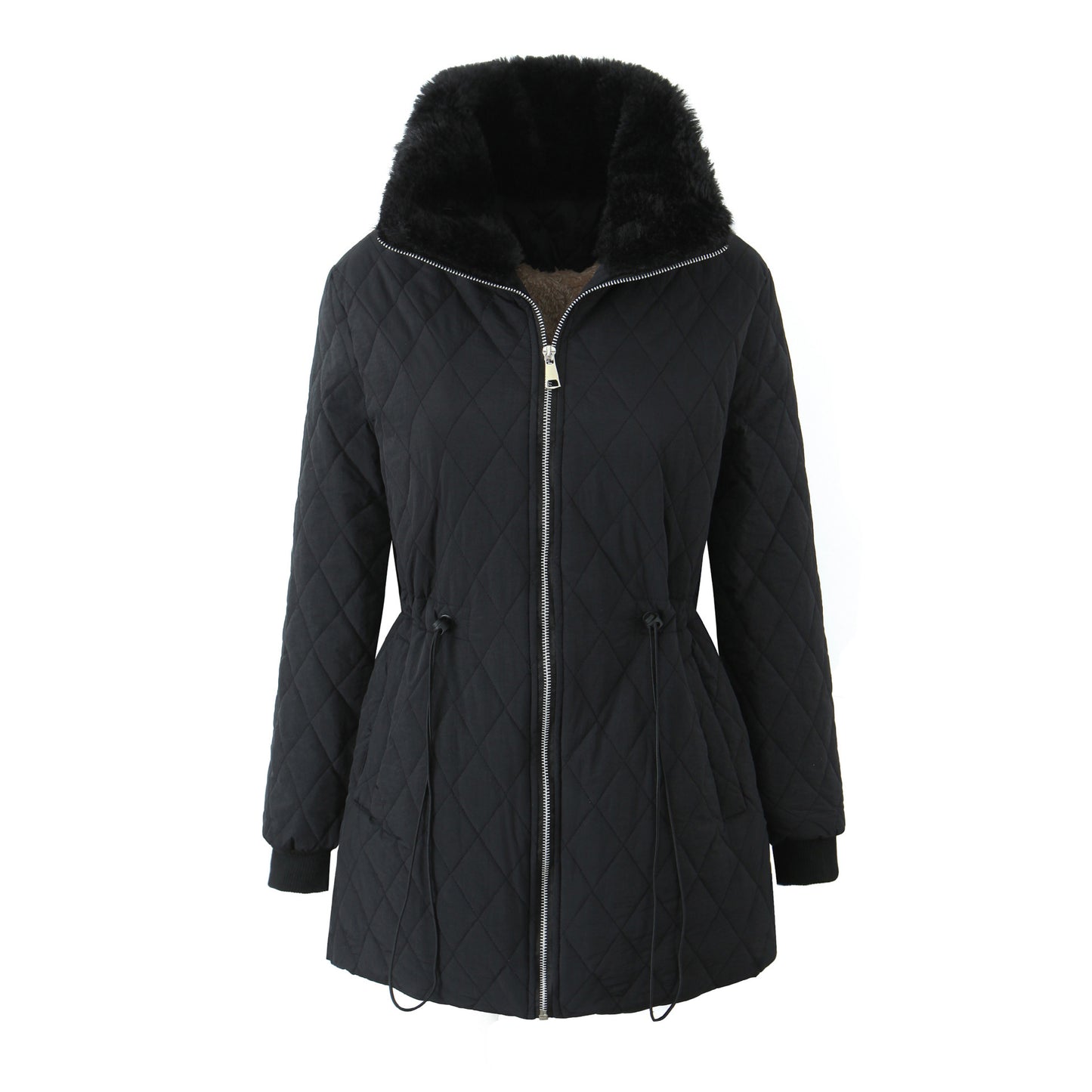 Mid-length Slim-fit Women's Fleece-lined Cotton-padded Cotton-padded