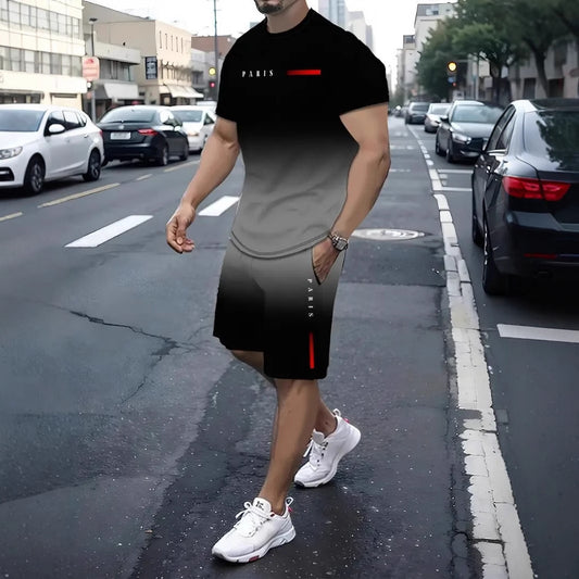 Printed Short-sleeved Shorts T-shirt Suit