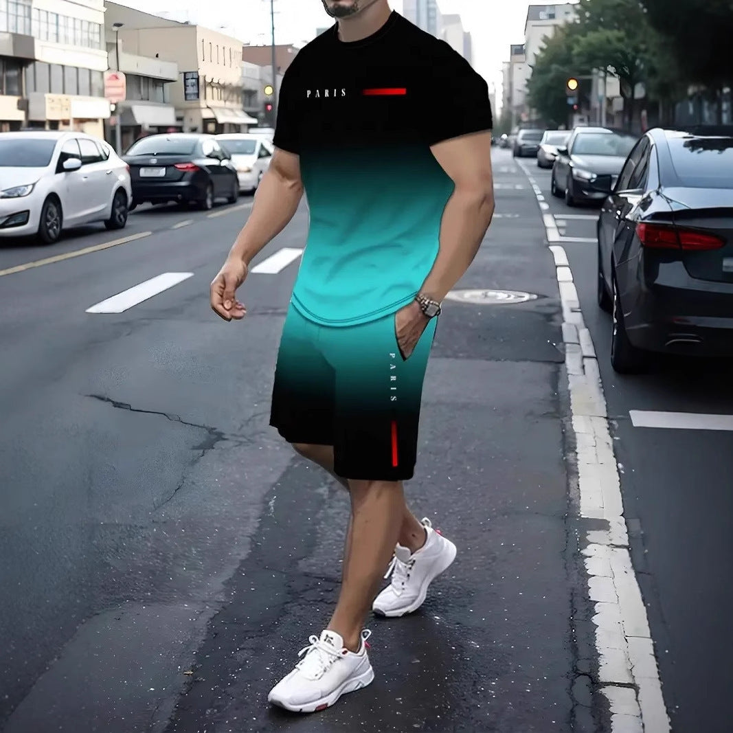 Printed Short-sleeved Shorts T-shirt Suit
