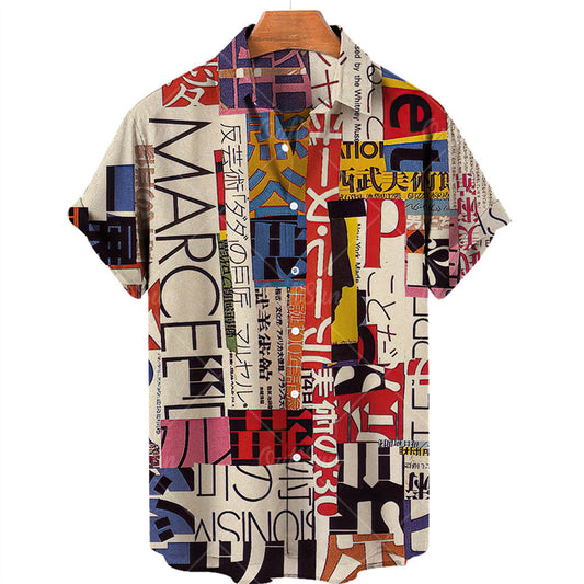 Lapel Hawaiian Shirt Plus Size Men's Digital Printing Men's Short Sleeve