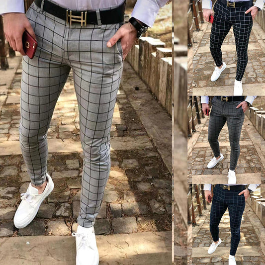 Men's Plaid Striped Casual Pants