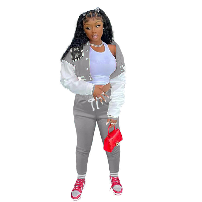 Letter Print Baseball Uniform Sports Suit