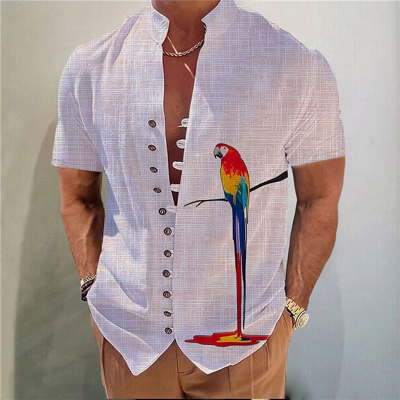 Geometric 3D Printed Short Sleeve Youth Casual Floral Shirt