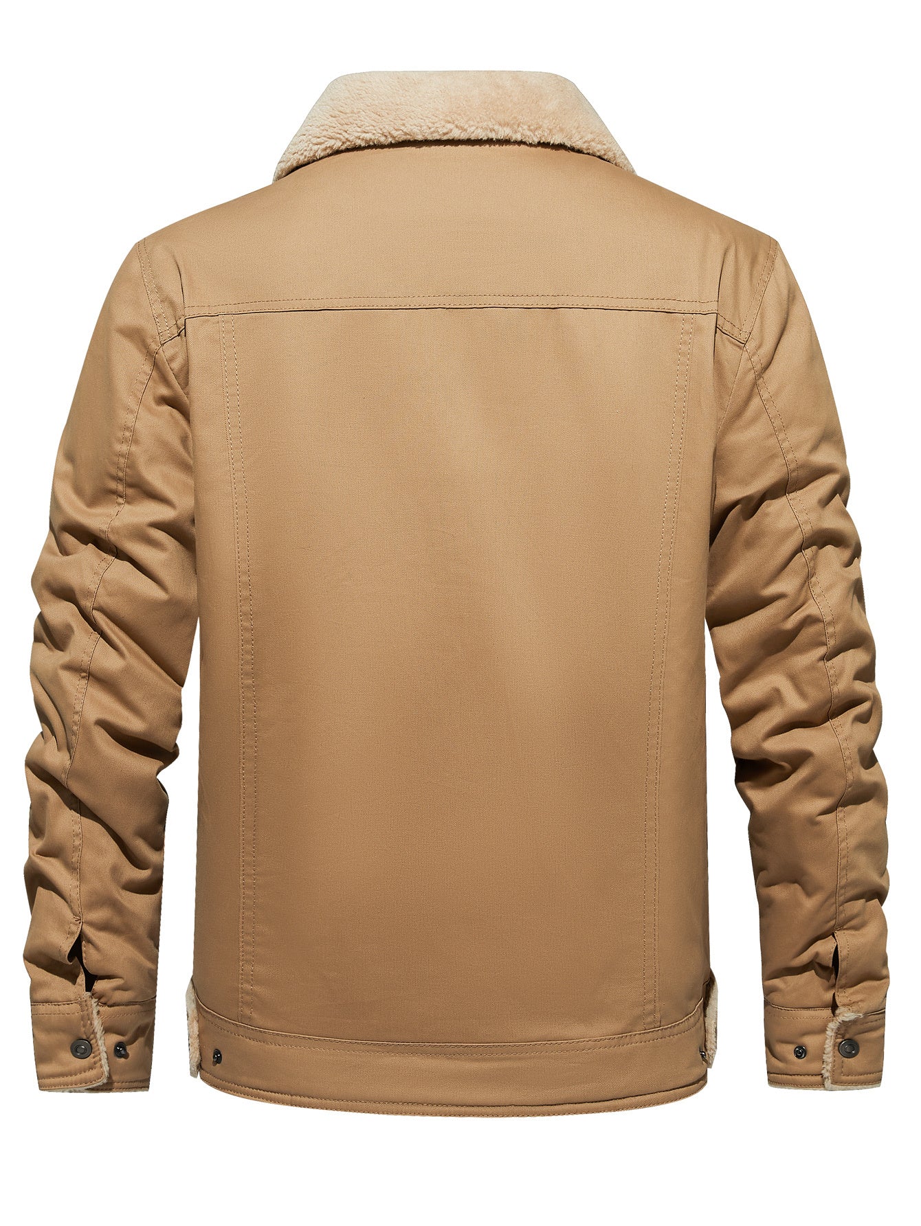 Men's Winter Jacket Lined Sherpa Jacket Warm Trucker Coat Multi Pocket