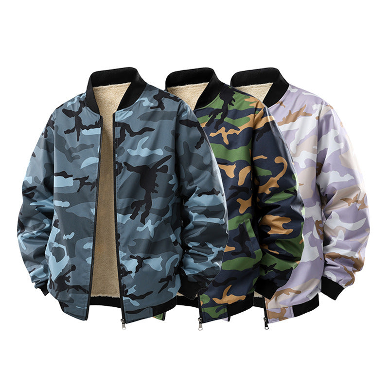 Men's Fleece-lined Thickened Casual Camouflage Jacket