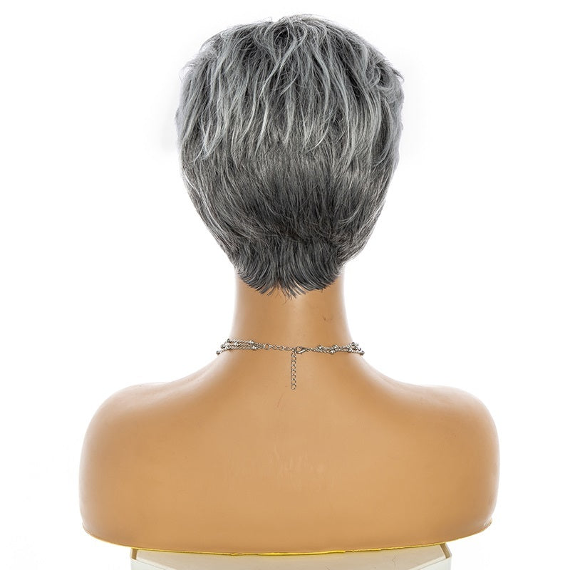 Granny Gray Middle-aged And Elderly Mother With Short Curly Hair