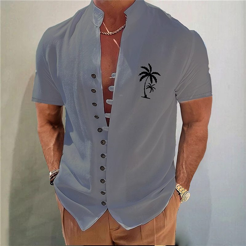Geometric 3D Printed Short Sleeve Youth Casual Floral Shirt