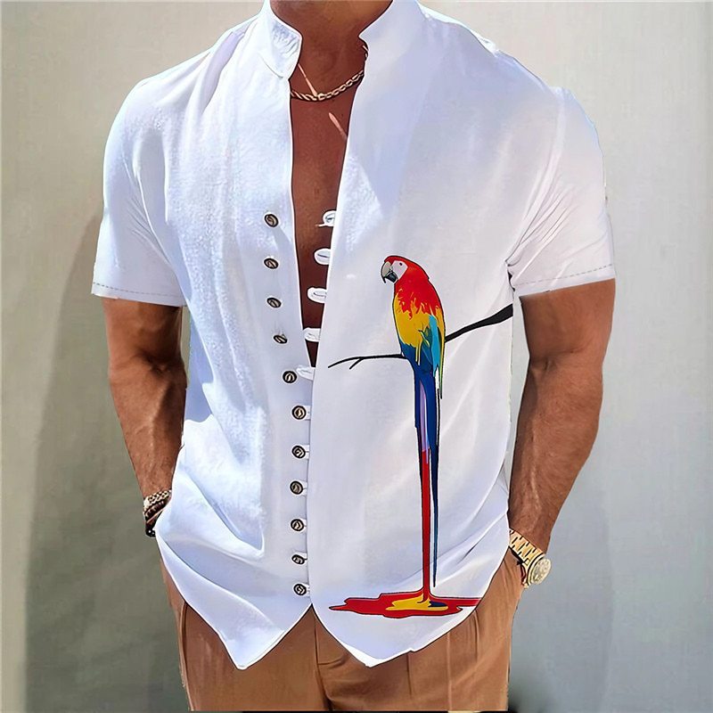 Geometric 3D Printed Short Sleeve Youth Casual Floral Shirt