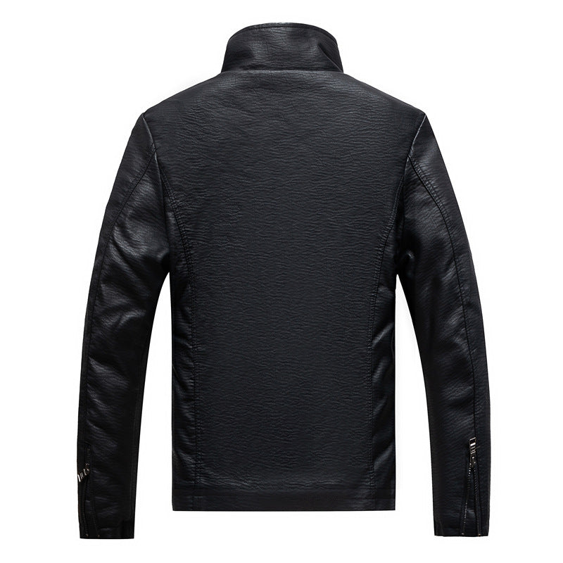 Men's Leather Jacket Warm Motorcycle Clothing