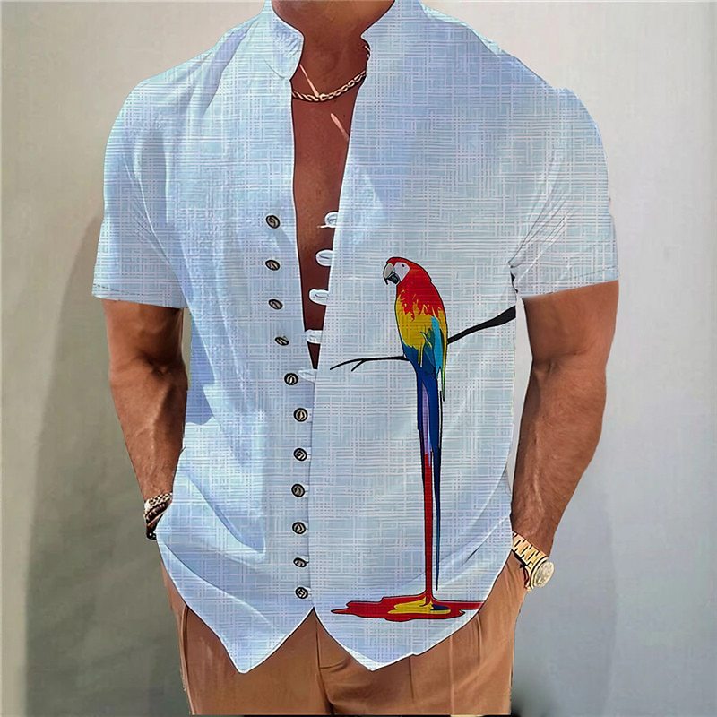 Geometric 3D Printed Short Sleeve Youth Casual Floral Shirt
