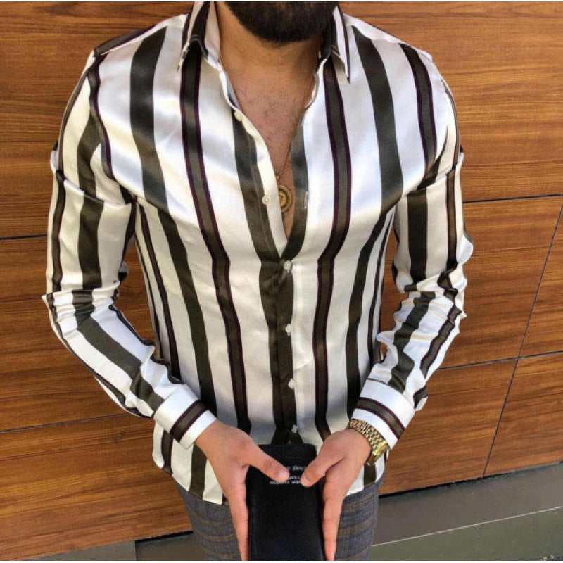 European And American Men's Long-sleeved Shirt Casual Printing