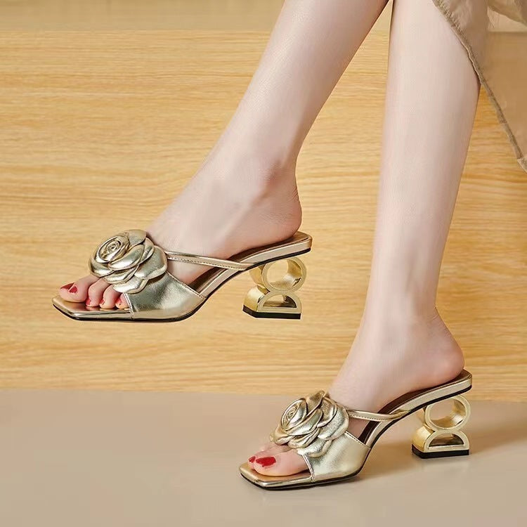 Light Luxury Minority French High Heel Slippers Women