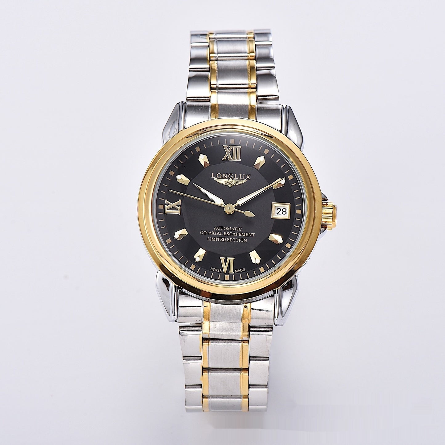 Spiral Double Snap-fastener Stainless Steel Simple Automatic Mechanical Watch