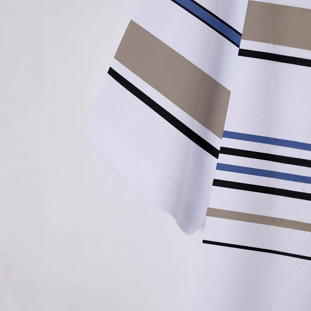 Men's Striped Short Sleeve Summer Business Casual Loose T-shirt