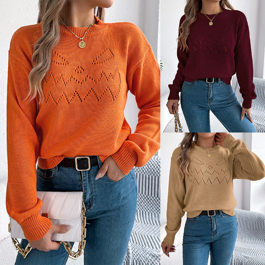 Hollow-out Lantern Long Sleeve Pullover Halloween