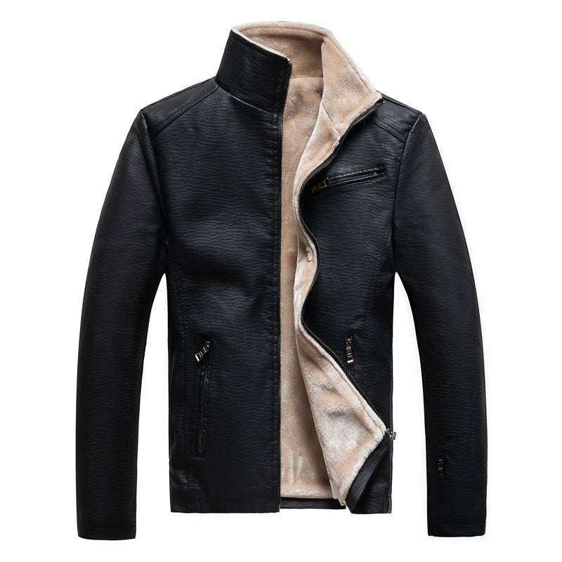 Men's Leather Jacket Warm Motorcycle Clothing