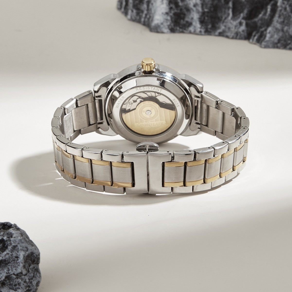 Spiral Double Snap-fastener Stainless Steel Simple Automatic Mechanical Watch