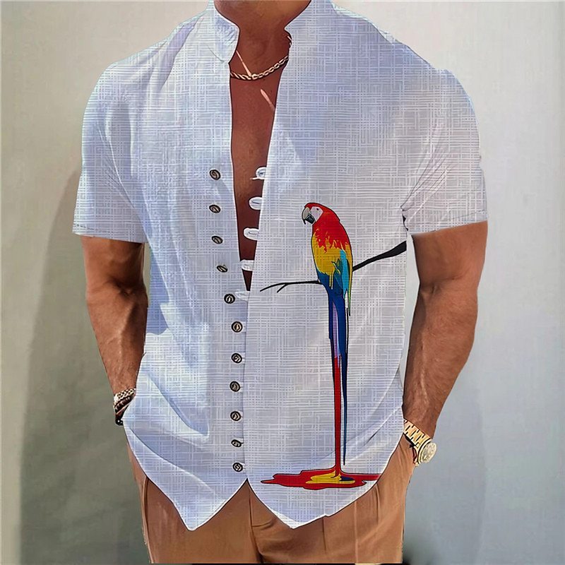 Geometric 3D Printed Short Sleeve Youth Casual Floral Shirt