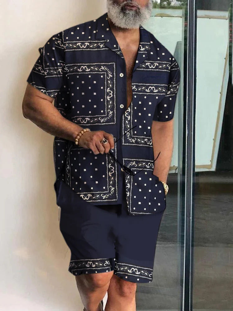 Fashion Simple Men's Short Sleeve Shirt Outfit