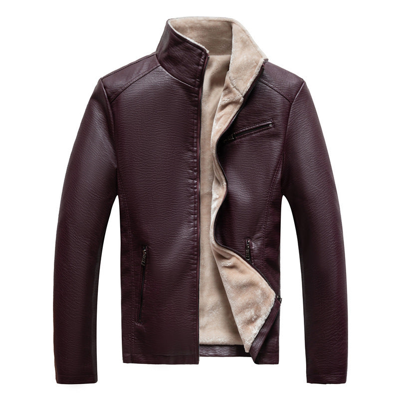 Men's Leather Jacket Warm Motorcycle Clothing