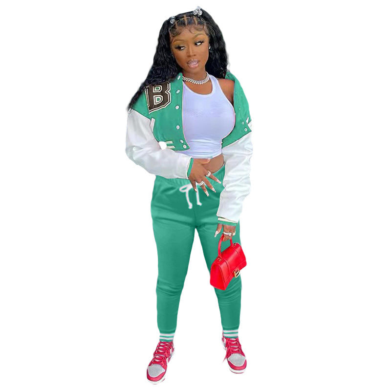 Letter Print Baseball Uniform Sports Suit