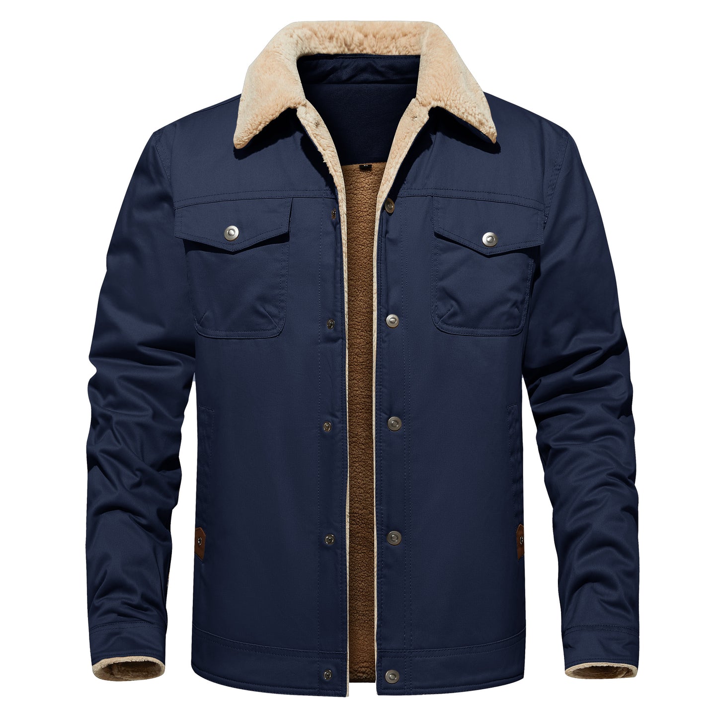 Men's Winter Jacket Lined Sherpa Jacket Warm Trucker Coat Multi Pocket